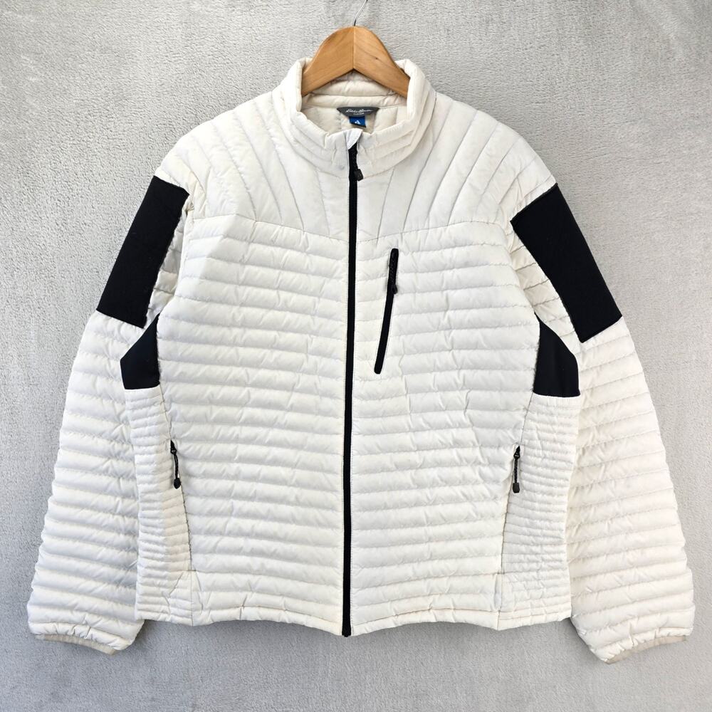 Eddie Bauer First Ascent Goose Down Puffer Jacket Mens Large White
